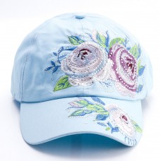 Blue Baseball Cap Hat with Flowers Print Mujers Adjustable Cotton  eb-39491453